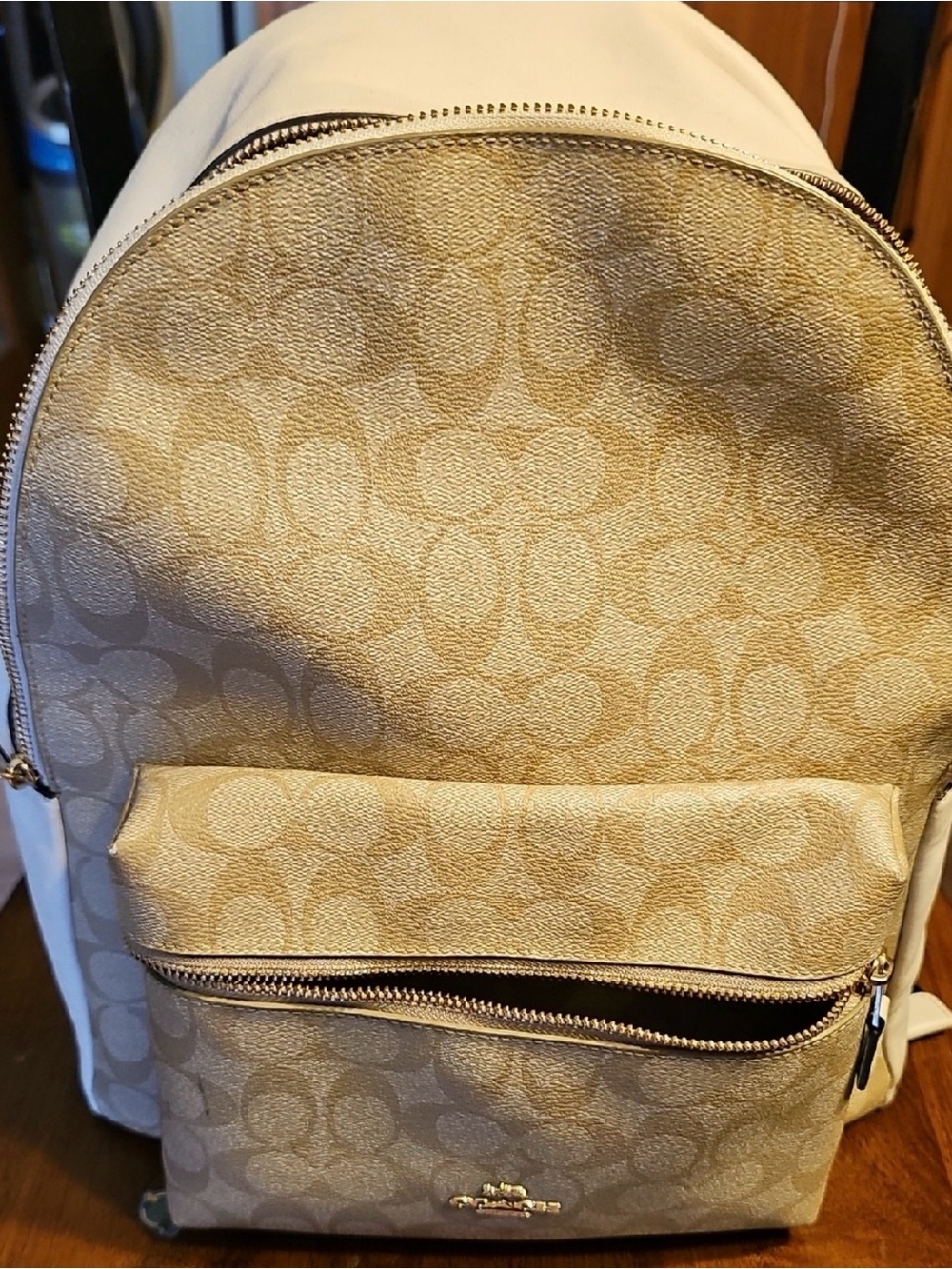 Coach Signature Canvas Backpack in Beige